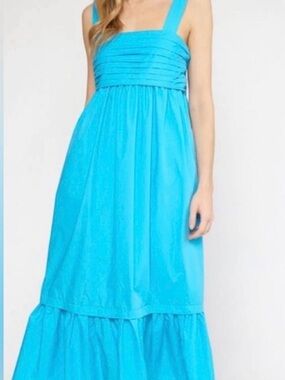Entro Midi Dress M Sleeveless Bow Back Pockets Lined Cotton Blend